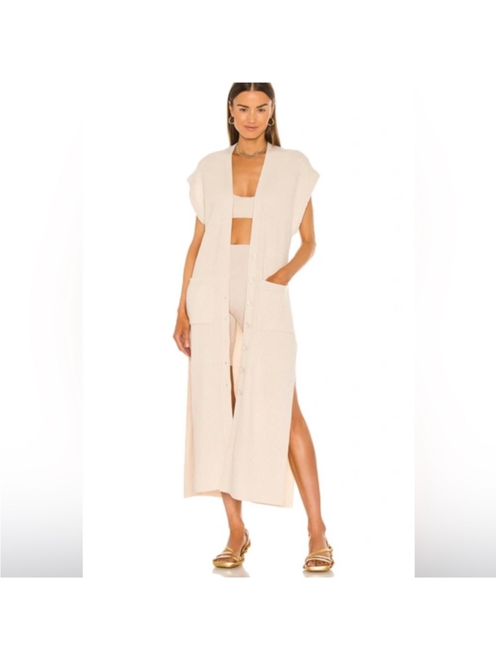 Jonathan Simkhai Selma Rib Cardigan Duster XS